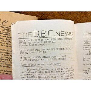 Vintage 1943 BBC News Bermuda Base Command Soldier Newspaper WWII x2​